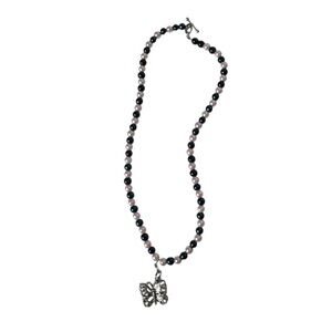 Vintage Y2K Beaded‎ Butterfly Pendant Necklace